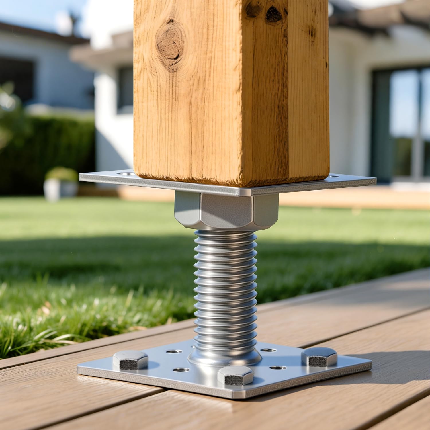 Jopassy Höhenverstellbarer Pfostenträger Silber für Carport Pergola Zaun
