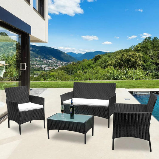 Jopassy Polyrattan Balkonmöbel Set mit Sitzkissen, Lounge-Set für Balkon & Terrasse