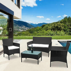 Jopassy Polyrattan Balkonmöbel Set mit Sitzkissen, Lounge-Set für Balkon & Terrasse