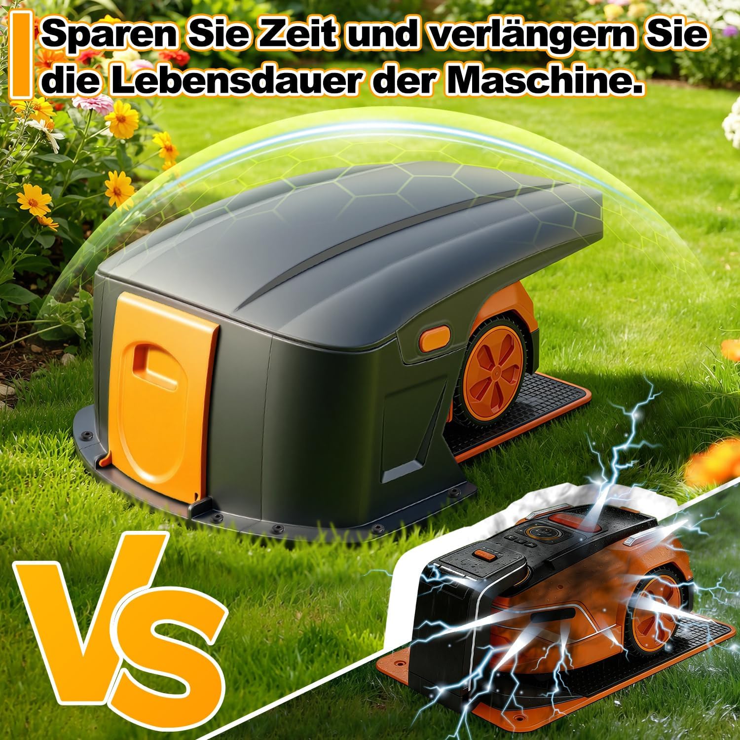 Jopassy Hochklappbare Mähroboter Garage 70,5 × 57 × 33 cm für Ladestation