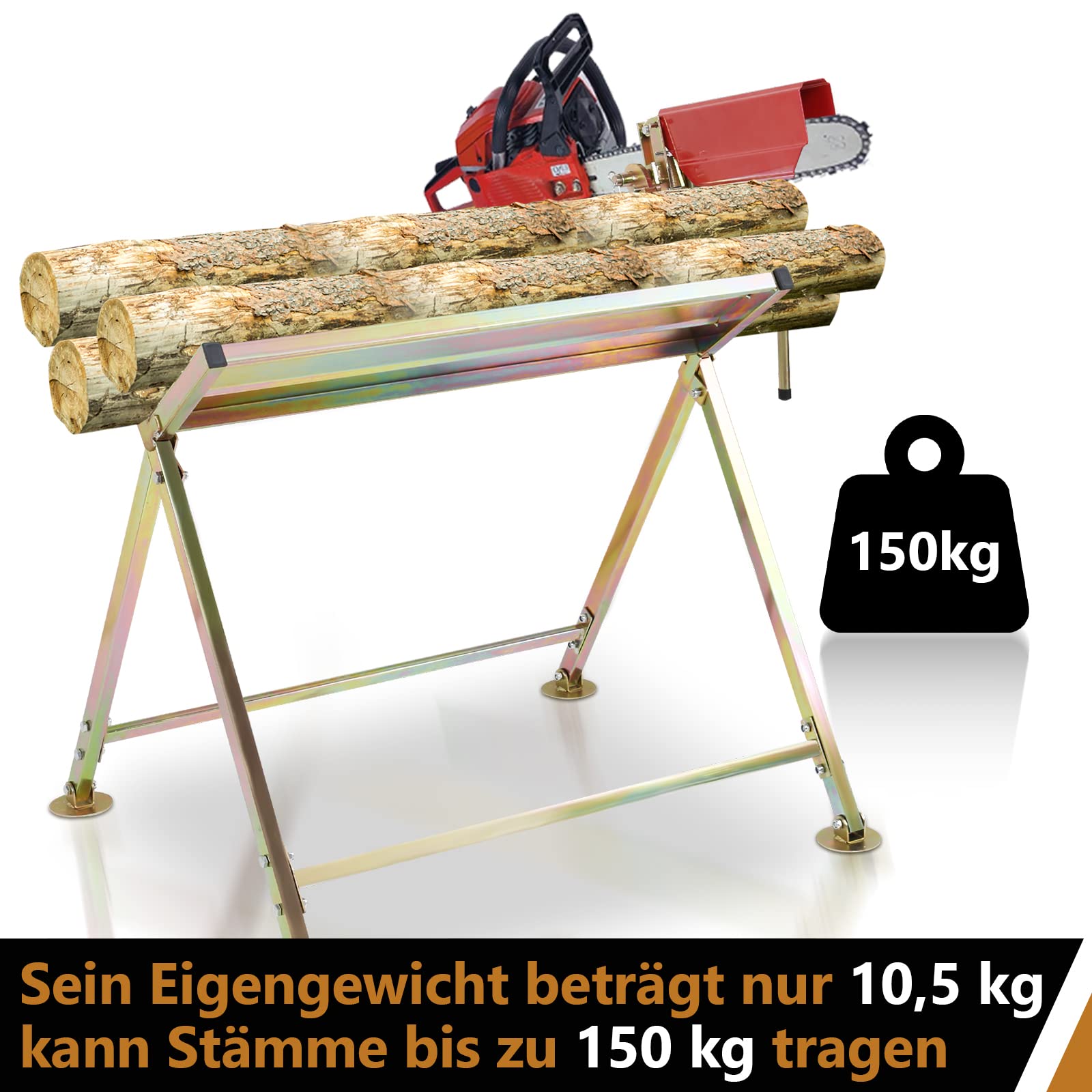 Jopassy Sägebock klappbar mit Kettensägen Halterung und Kettenschutz 81x72x78,5 cm