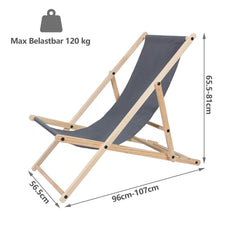 Jopassy Klappbarer Liegestuhl aus Holz bis 120 kg für Garten Strand und Camping
