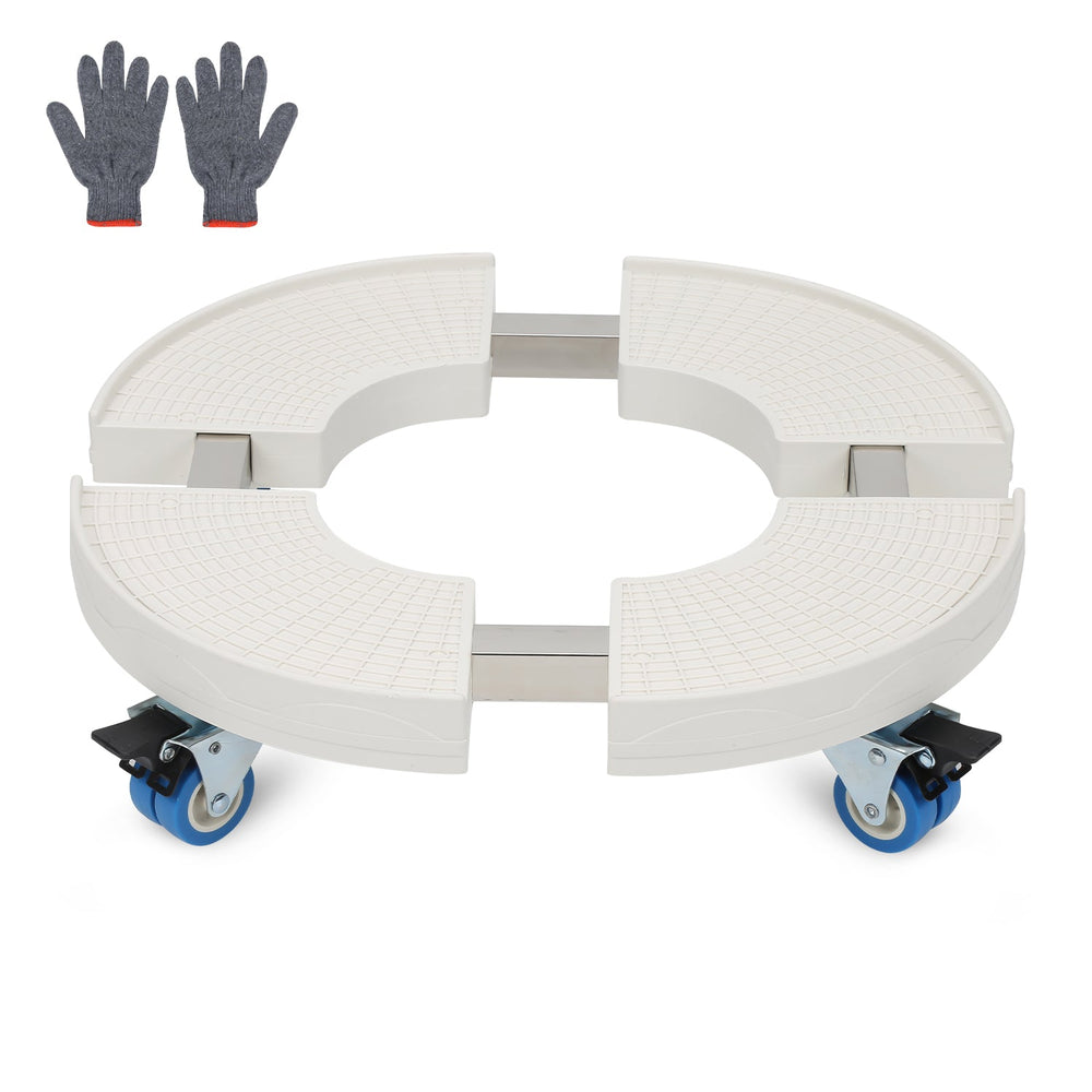 Jopassy Pflanzenroller rund, verstellbar ca. Ø 38–54,5 cm, Blumentopf Rolluntersetzer mit Rollen und Bremsen, bis 200 kg, für Innen- & Außenbereich, inkl. Handschuhe