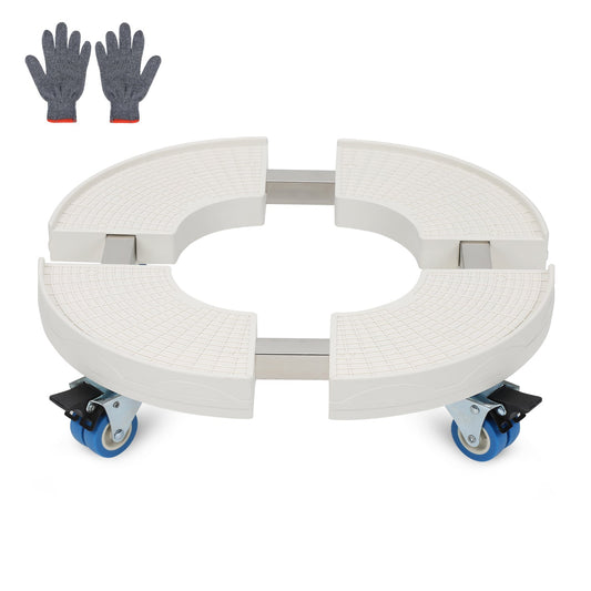 Jopassy Pflanzenroller rund, verstellbar ca. Ø 38–54,5 cm, Blumentopf Rolluntersetzer mit Rollen und Bremsen, bis 200 kg, für Innen- & Außenbereich, inkl. Handschuhe