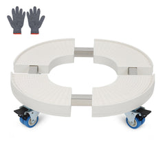 Jopassy Pflanzenroller rund, verstellbar ca. Ø 38–54,5 cm, Blumentopf Rolluntersetzer mit Rollen und Bremsen, bis 200 kg, für Innen- & Außenbereich, inkl. Handschuhe