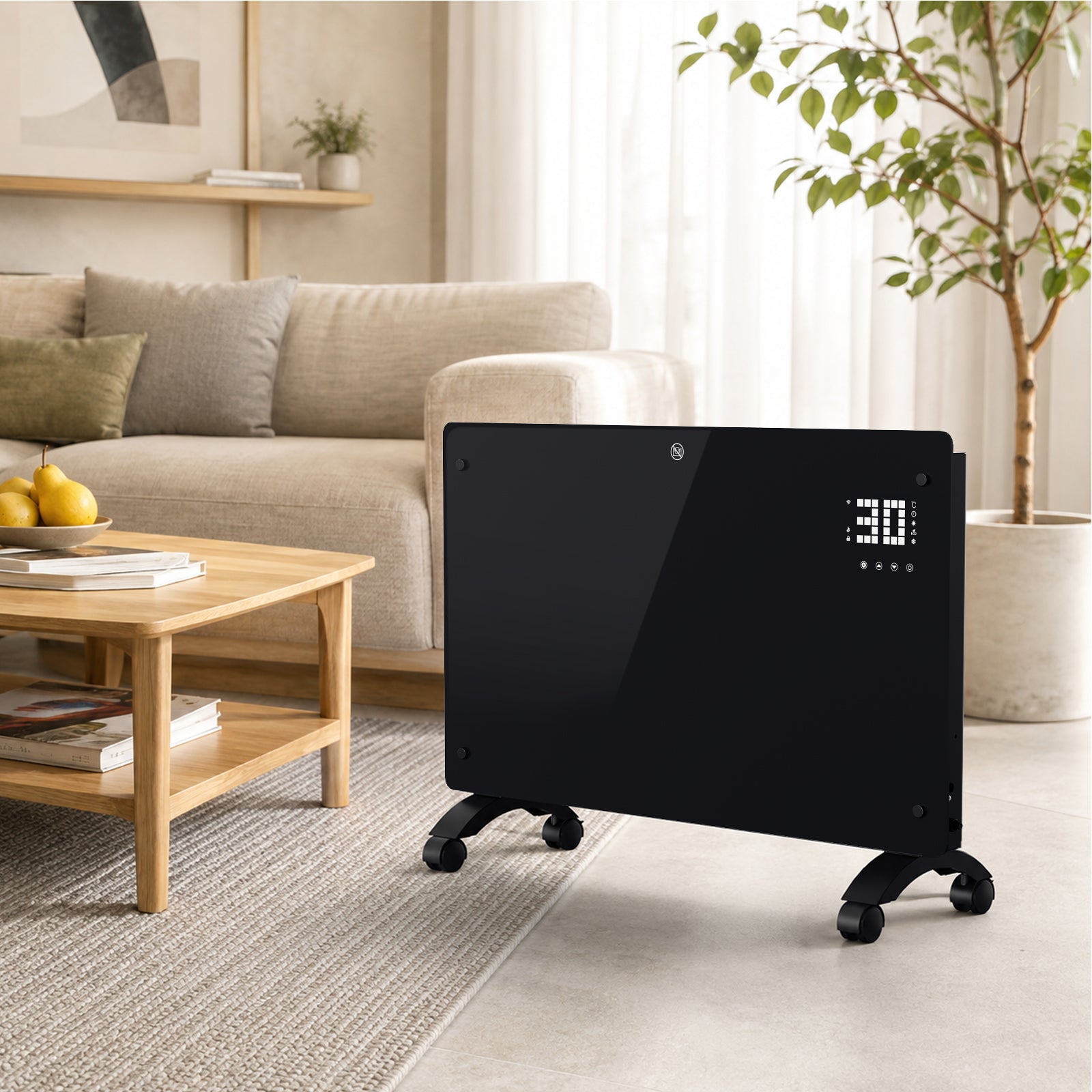 Jopassy WLAN Konvektor Heizung 2000/2500W mit Thermostat und Glasfront
