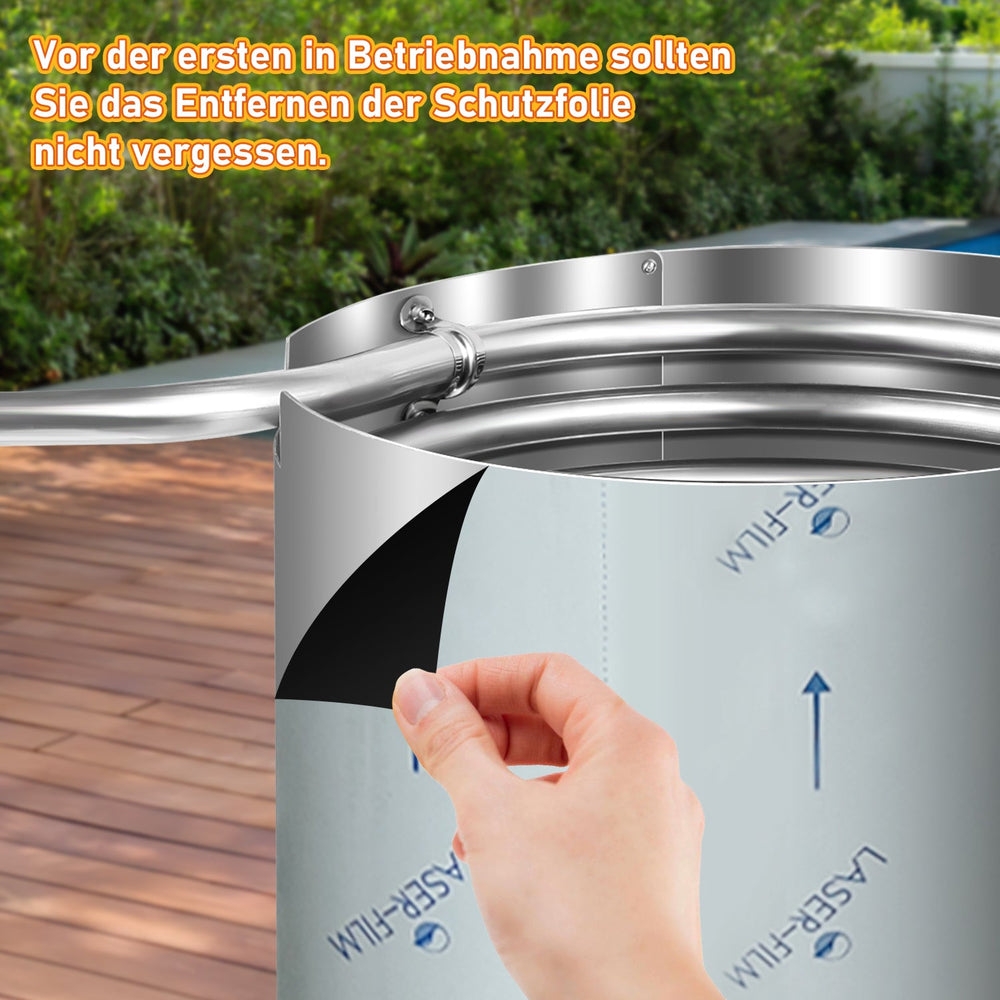 Brennholz Poolheizung Edelstahl