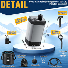 Jopassy Tragbare Campingdusche 20L mit Akku Pumpe