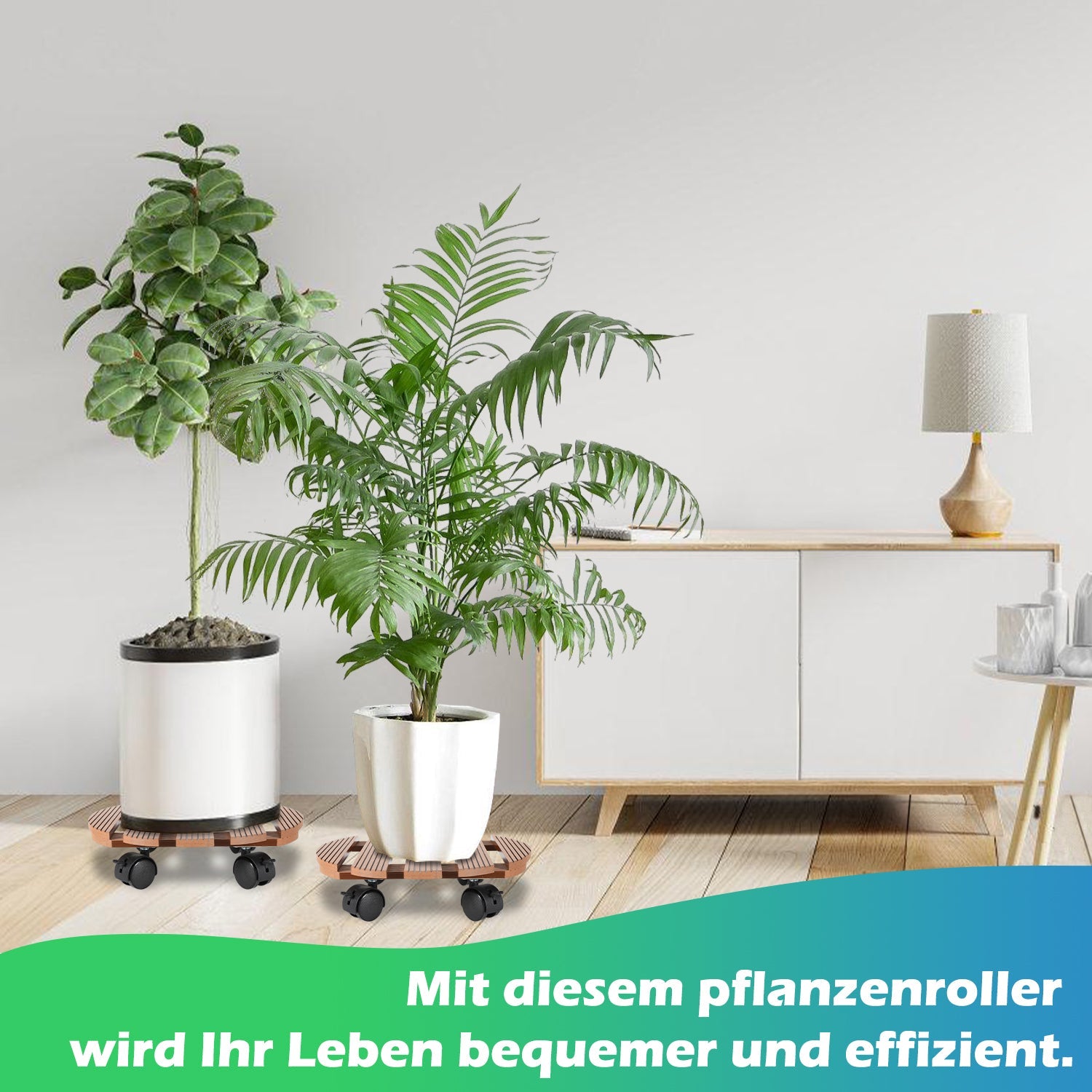 Jopassy WPC Pflanzenroller mit Rollen, eckig 30 x 30 cm / rund Ø 30 cm