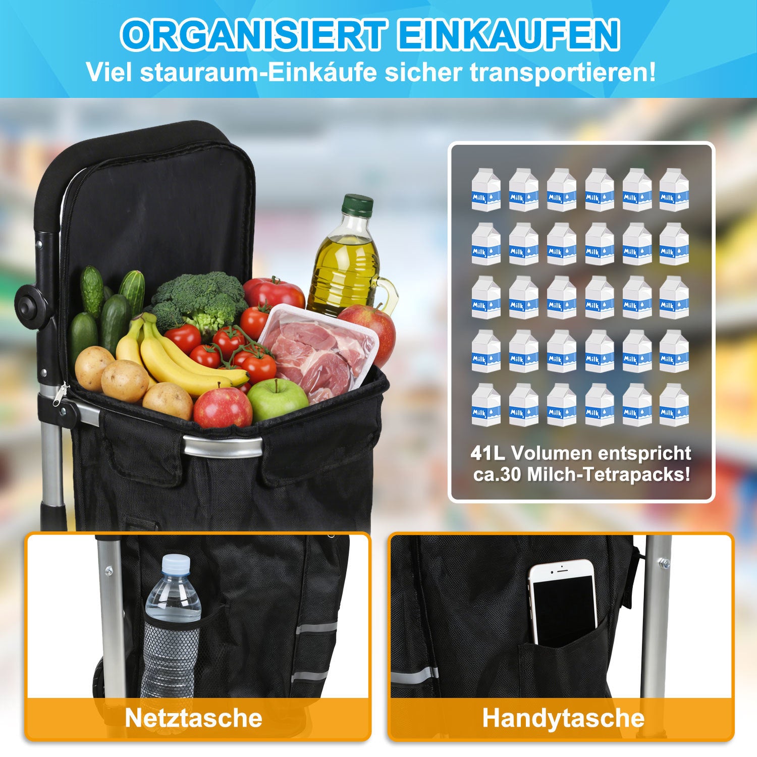 Jopassy Faltbarer Einkaufstrolley