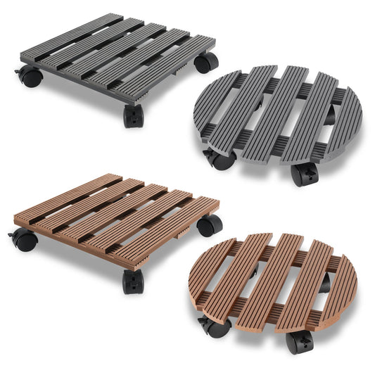 Jopassy WPC Pflanzenroller mit Rollen, eckig 30 x 30 cm / rund Ø 30 cm