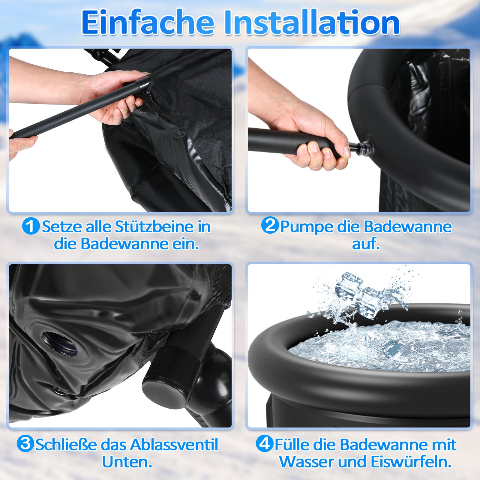 Jopassy Faltbare Eistonne 390L für Eisbad Outdoor 80 x 80 cm