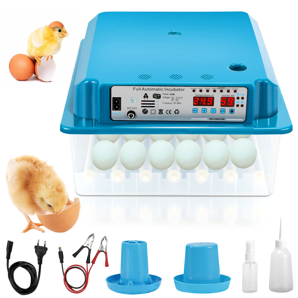 Jopassy Brutautomat 36 Eier vollautomatisch mit LED Eierbeleuchtung