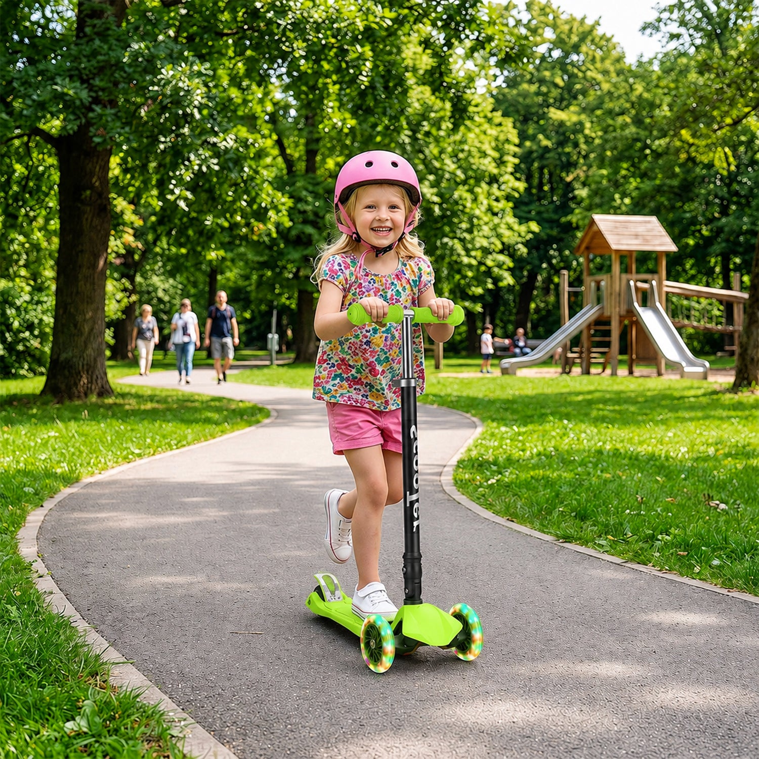 Jopassy Kinderroller mit LED Rädern klappbar 65-82 cm höhenverstellbar