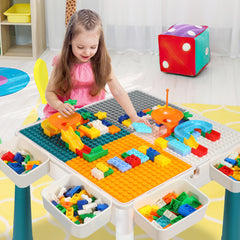 Jopassy 7-in-1 Bausteintisch für Kinder mit 2 Stühlen 251 Bausteinen höhenverstellbar
