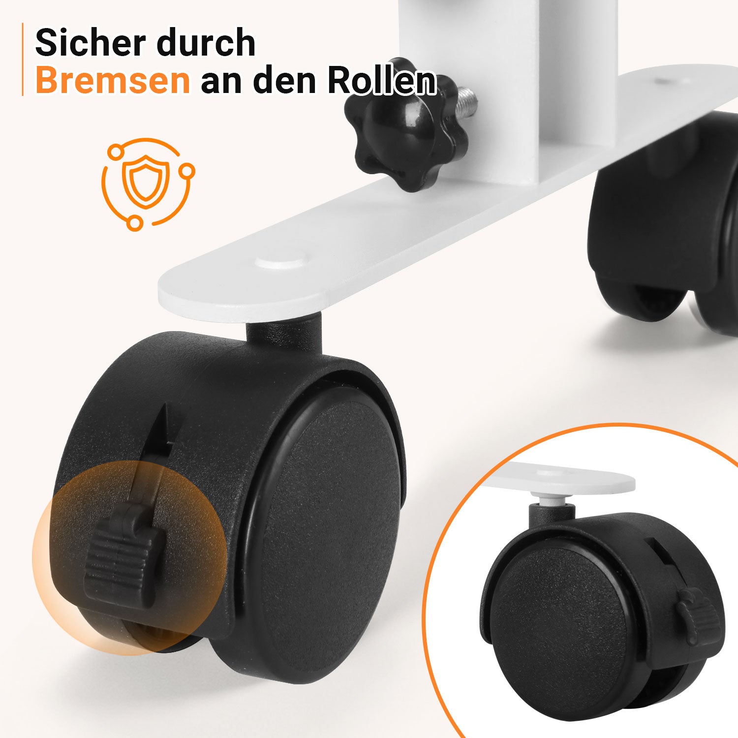 Jopassy Standfuß für Infrarotheizung mit 360° Rollen und Feststellbremse Schwarz