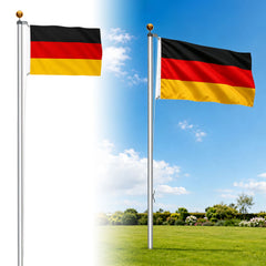 Jopassy Fahnenmast 6,5 m aus Aluminium mit Seilzug und Deutschlandflagge