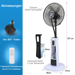 Jopassy Standventilator mit Wasserkühlung Ultraschall-Sprühfunktion