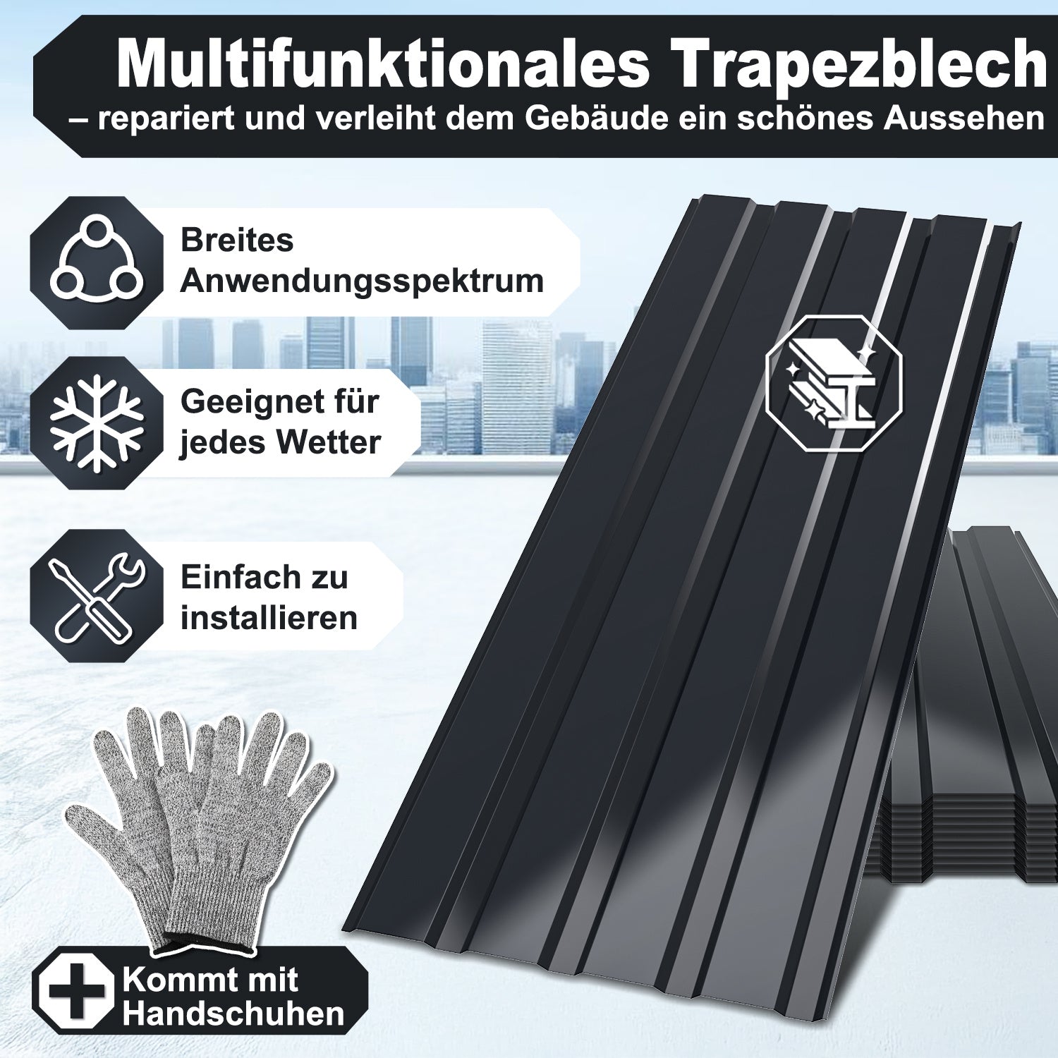 Jopassy Trapezblech 129 x 46 cm für Dach und Wand