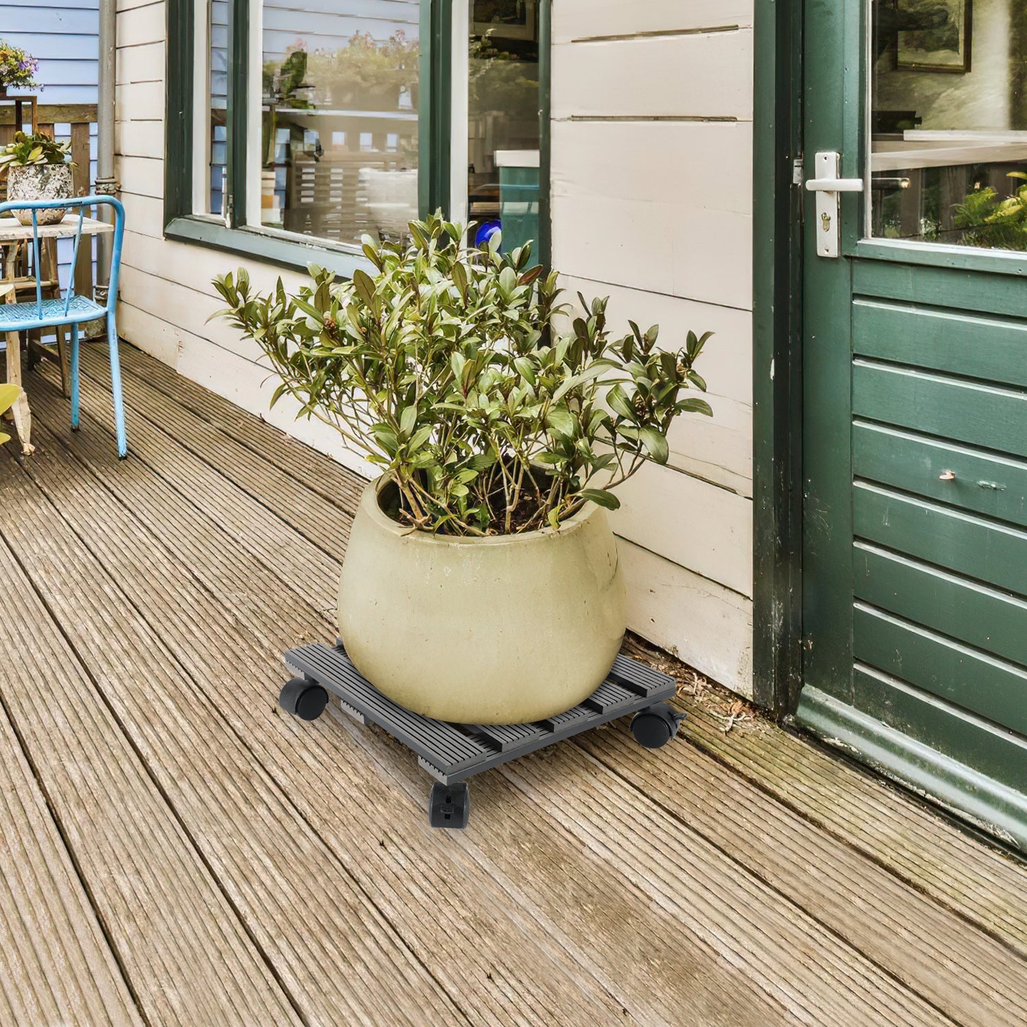 Jopassy WPC Pflanzenroller mit Rollen, eckig 30 x 30 cm / rund Ø 30 cm