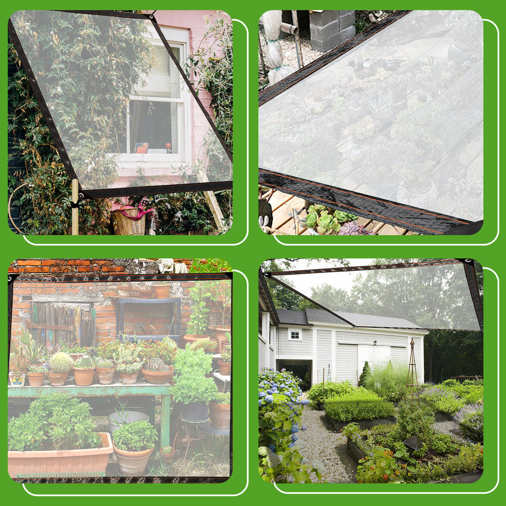 Jopassy Wasserdichte transparente Abdeckplane mit Ösen & Seil – Wetterfeste Gartenplane für Terrasse, Balkon, Gewächshaus, Möbel & Pflanzen