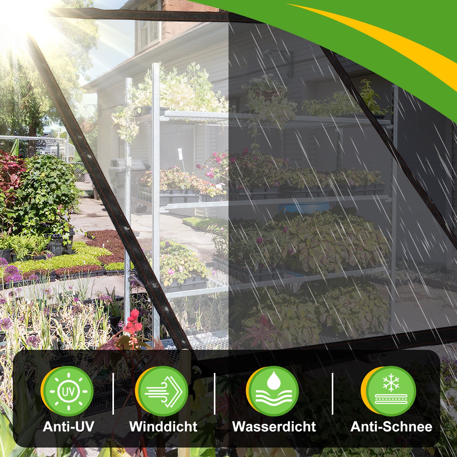 Jopassy Wasserdichte transparente Abdeckplane mit Ösen & Seil – Wetterfeste Gartenplane für Terrasse, Balkon, Gewächshaus, Möbel & Pflanzen