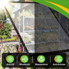 Jopassy Wasserdichte transparente Abdeckplane mit Ösen & Seil – Wetterfeste Gartenplane für Terrasse, Balkon, Gewächshaus, Möbel & Pflanzen