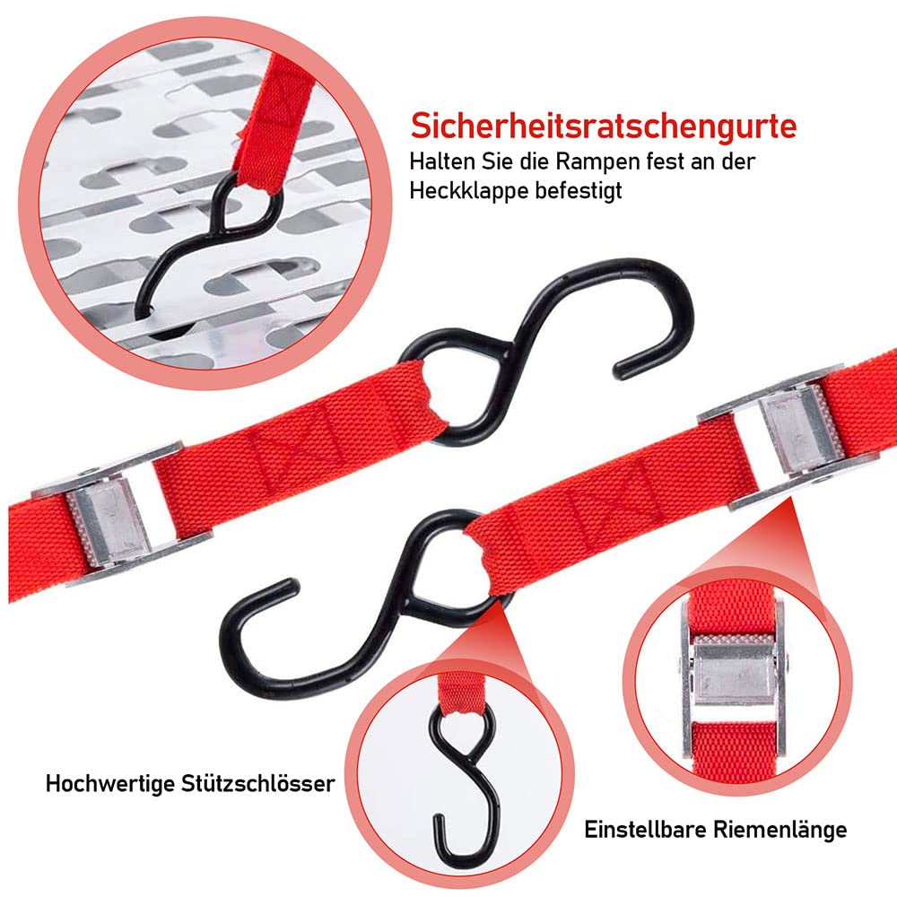 Jopassy Klappbare Aluminium Auffahrrampe 226 cm 340 kg pro Rampe für Motorrad und Anhänger