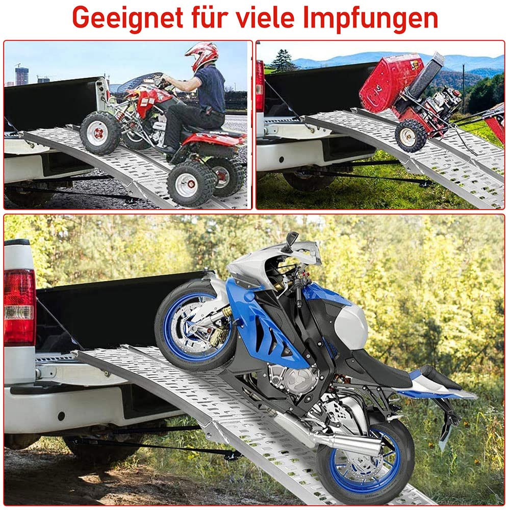 Jopassy Klappbare Aluminium Auffahrrampe 226 cm 340 kg pro Rampe für Motorrad und Anhänger