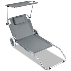 Jopassy 2-in-1 Aluminium Sonnenliege mit Rollen, Liegestuhl 5-Fach Verstellbarer Rückenlehne