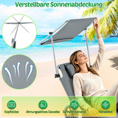 Jopassy 2-in-1 Aluminium Sonnenliege mit Rollen, Liegestuhl 5-Fach Verstellbarer Rückenlehne