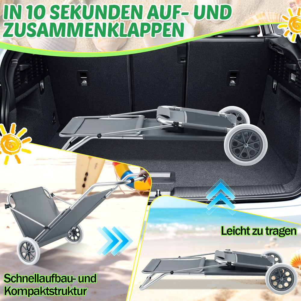 Jopassy 2-in-1 Aluminium Sonnenliege mit Rollen, Liegestuhl 5-Fach Verstellbarer Rückenlehne