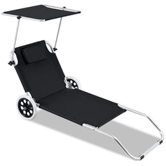 Jopassy 2-in-1 Aluminium Sonnenliege mit Rollen, Liegestuhl 5-Fach Verstellbarer Rückenlehne