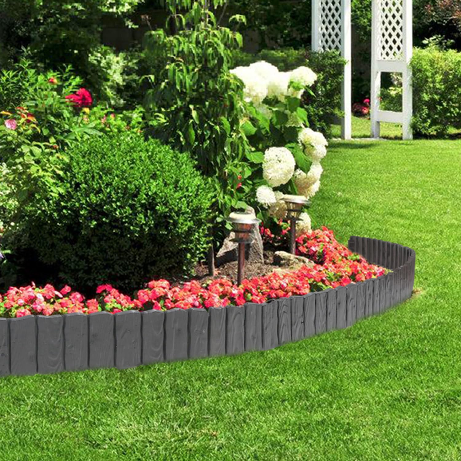 Jopassy Rasenkante Kunststoff Holz-Optik Beetumrandung für Garten