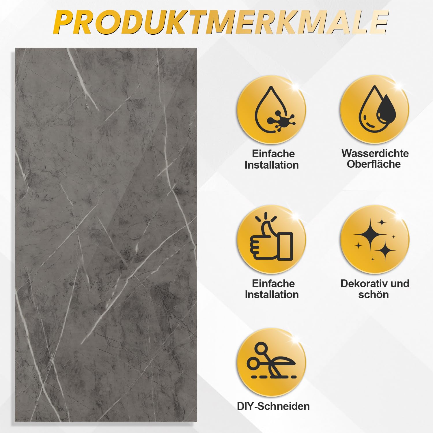 Jopassy Küchenrückwand 30 × 60 cm selbstklebend in Marmoroptik für Küche und Bad