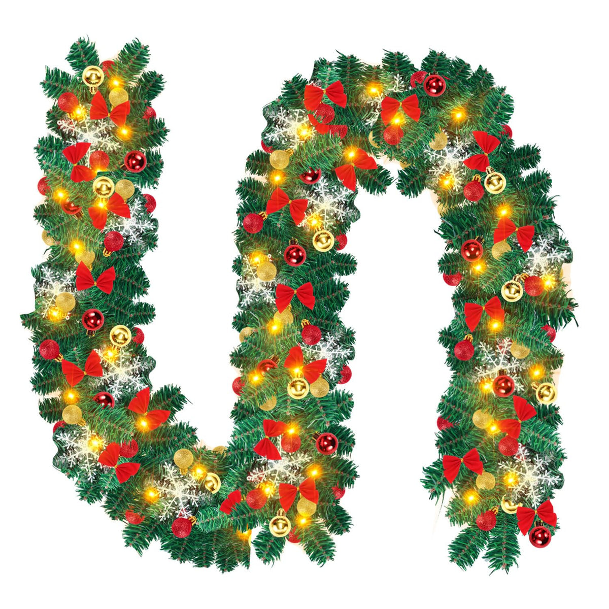 Jopassy Weihnachtsgirlande 5 m mit 100 LED warmweiß und Weihnachtsdeko