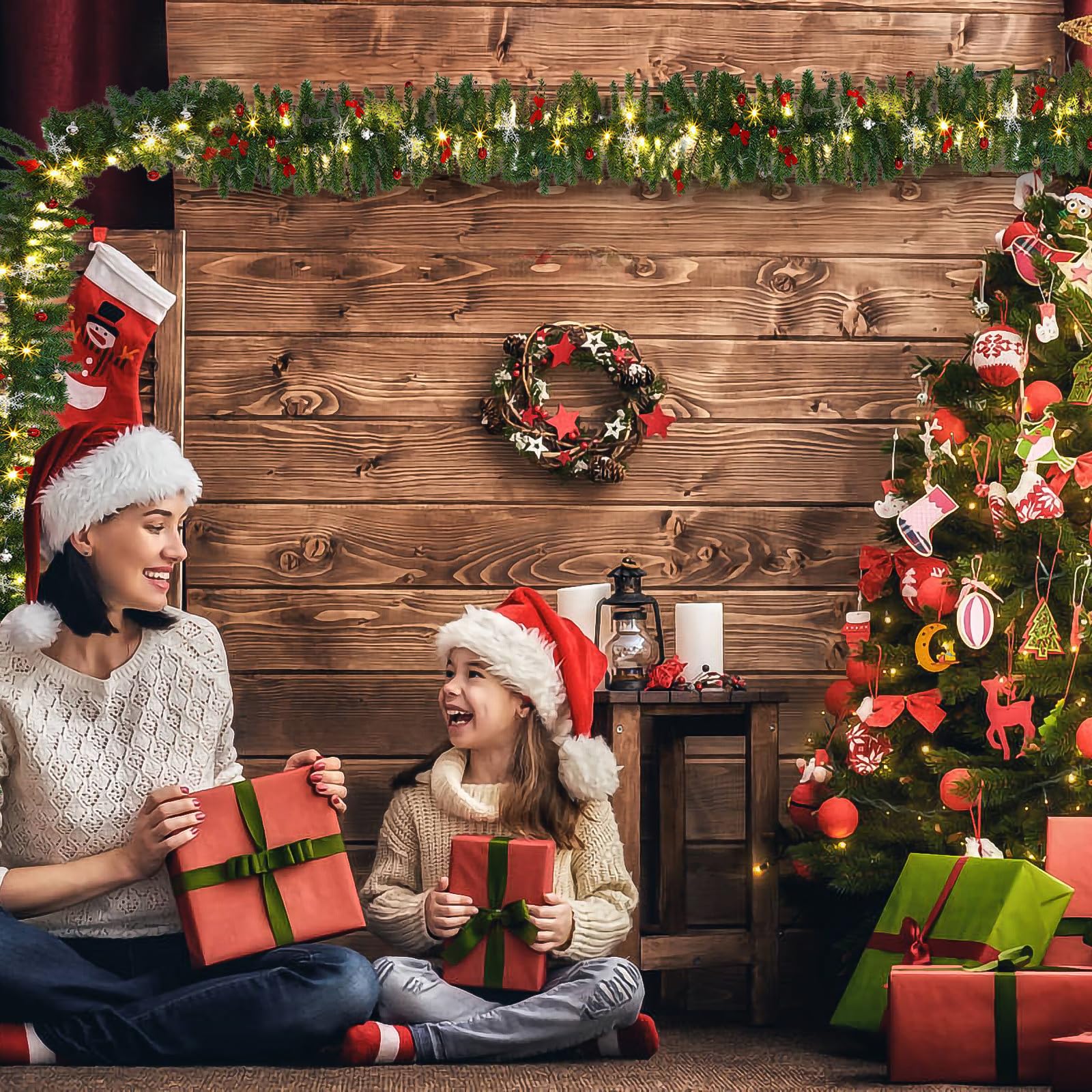 Jopassy Weihnachtsgirlande 5 m mit 100 LED warmweiß und Weihnachtsdeko