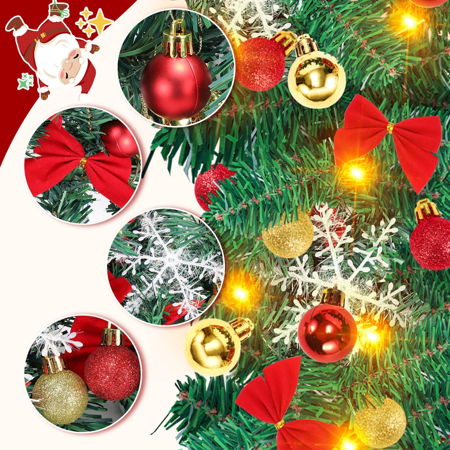 Jopassy Weihnachtsgirlande 5 m mit 100 LED warmweiß und Weihnachtsdeko