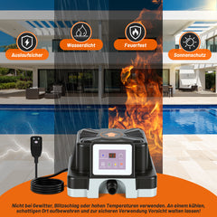 Jopassy Poolheizung elektrisch 3000W – elektrische Poolheizung mit Digitaldisplay, FI-Schutz, Kippschutz, 32-38 mm Anschluss für Pool & Aufstellbecken