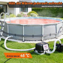 Jopassy Poolheizung elektrisch 3000W – elektrische Poolheizung mit Digitaldisplay, FI-Schutz, Kippschutz, 32-38 mm Anschluss für Pool & Aufstellbecken
