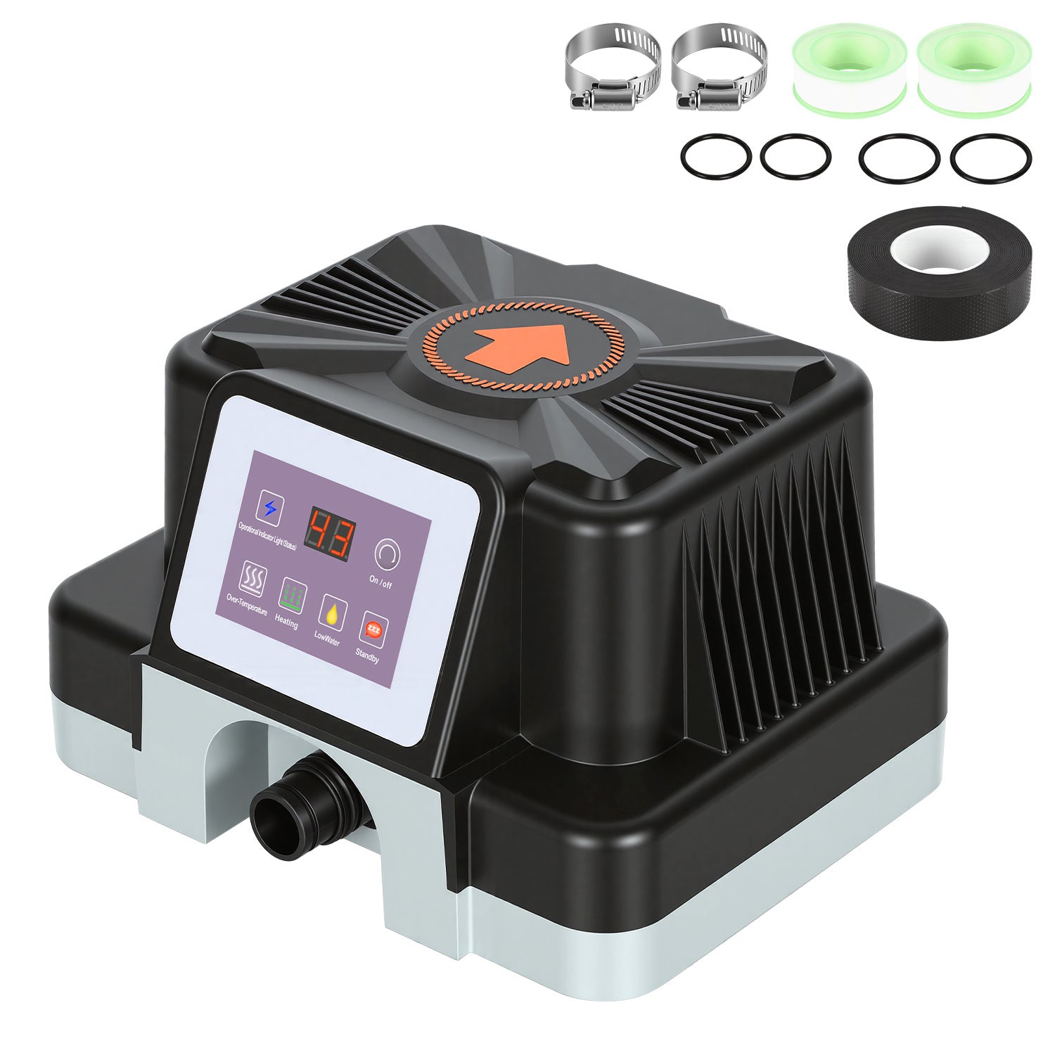 Jopassy Poolheizung elektrisch 3000W – elektrische Poolheizung mit Digitaldisplay, FI-Schutz, Kippschutz, 32-38 mm Anschluss für Pool & Aufstellbecken