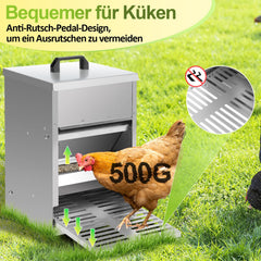 Jopassy Futterautomat Hühner 5 kg verzinkt mit Pedal rattensicher