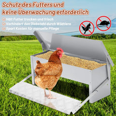 Jopassy Hühner Futterautomat 5 kg mit automatischem Pedal und wasserfestem Deckel