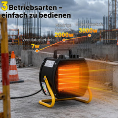 Jopassy Heizlüfter 2000/3000W PTC mit Thermostat für Werkstatt und Garage