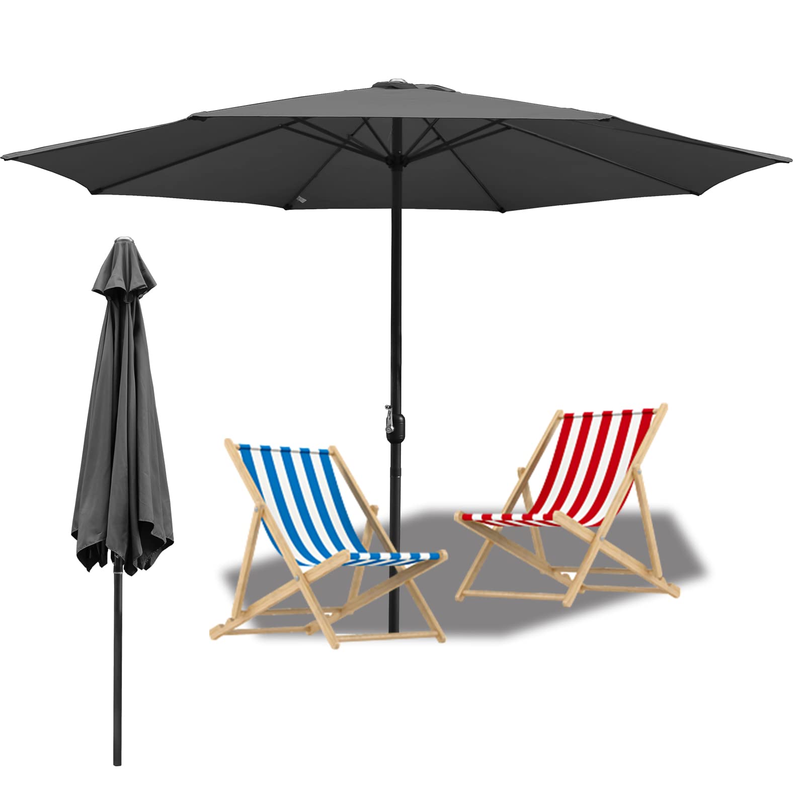 Jopassy Sonnenschirm 350 cm mit Kurbel UPF 50+ für Garten Terrasse und Balkon