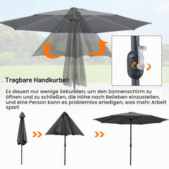 Jopassy Sonnenschirm 350 cm mit Kurbel UPF 50+ für Garten Terrasse und Balkon