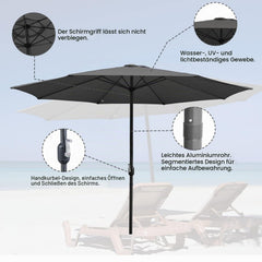 Jopassy Sonnenschirm 350 cm mit Kurbel UPF 50+ für Garten Terrasse und Balkon