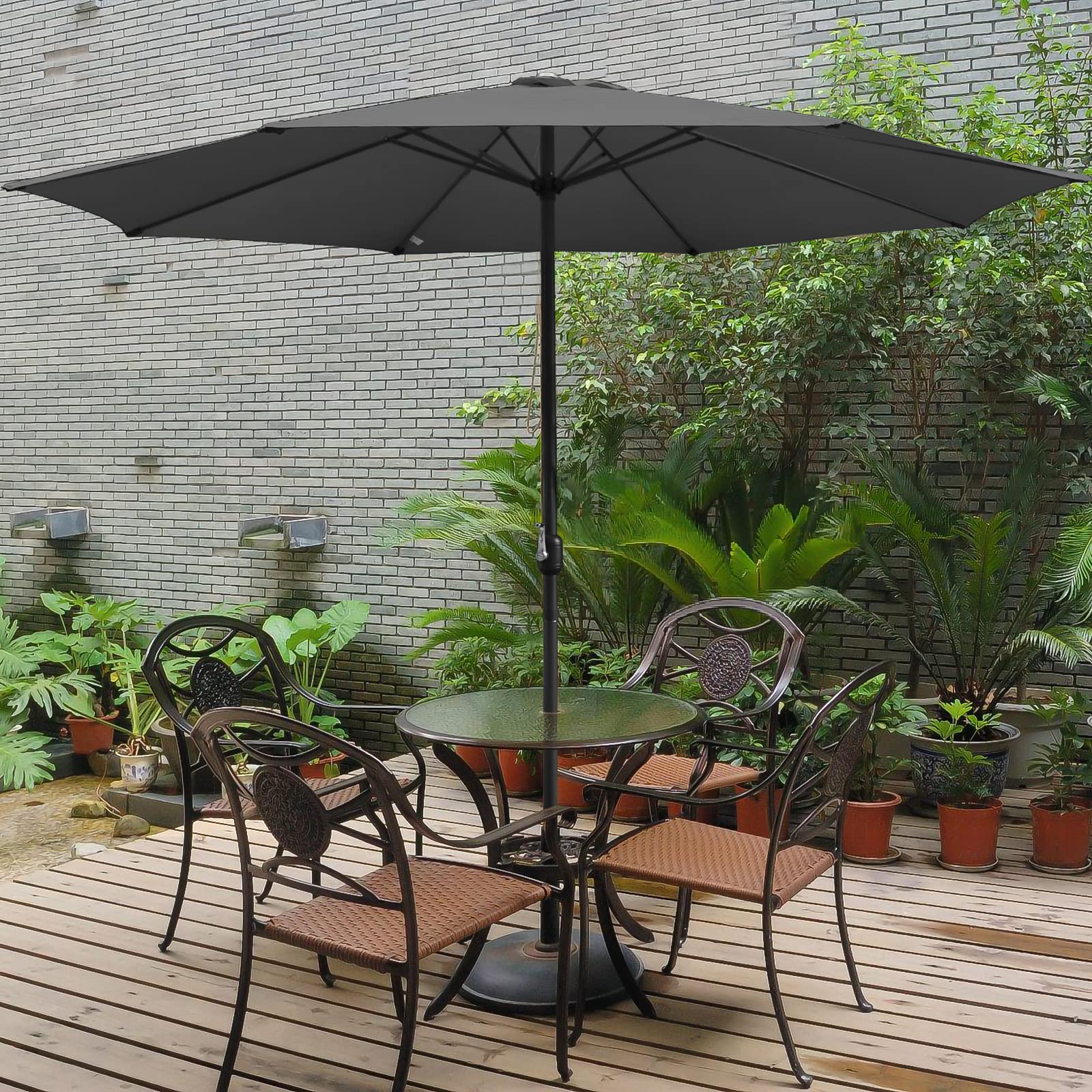Jopassy Sonnenschirm 350 cm mit Kurbel UPF 50+ für Garten Terrasse und Balkon