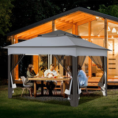 Jopassy Pavillon 3x3 m wasserdicht mit Moskitonetz und Doppeldach für Garten