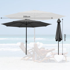 Jopassy Sonnenschirm 350 cm mit Kurbel UPF 50+ für Garten Terrasse und Balkon